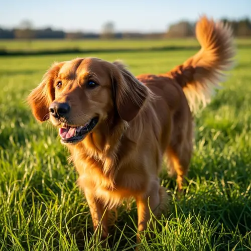 Medium-Sized Dog with Shiny Fur in Green Grass | Playful Canine