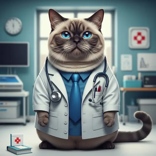 Unique Siamese Persian Cat Doctor | Healthcare Scene