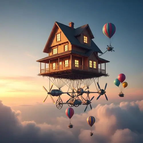 Flying House: Enchanting Scene in the Sky