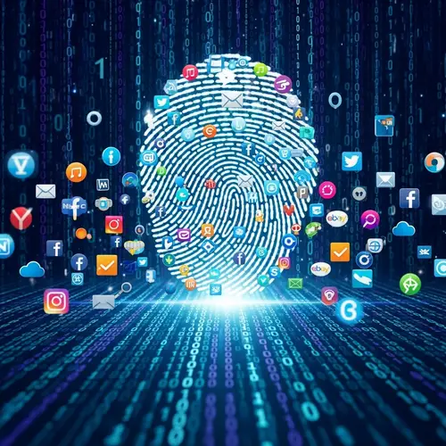 Digital Footprint: Glowing Internet Icon Fingerprint