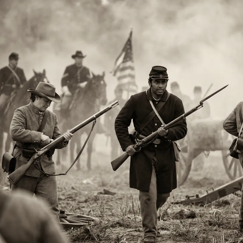 Civil War Battle: Union & Confederate Soldiers in Action