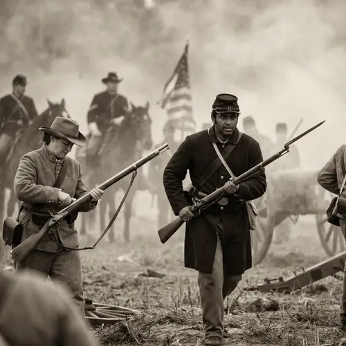 Civil War Battle: Union & Confederate Soldiers in Action