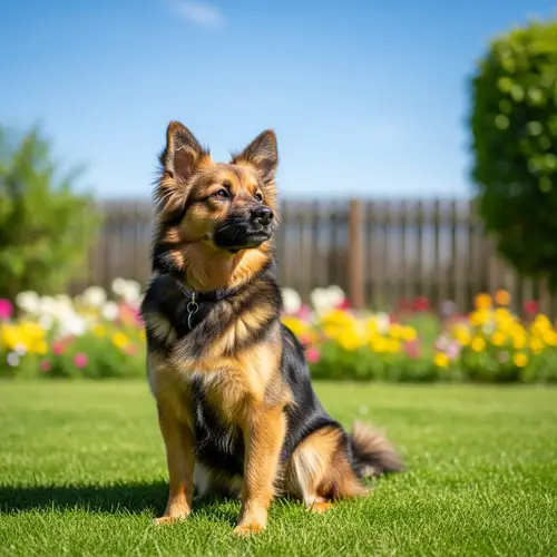 Adorable Dog on Sunny Lawn | Residential Tranquility