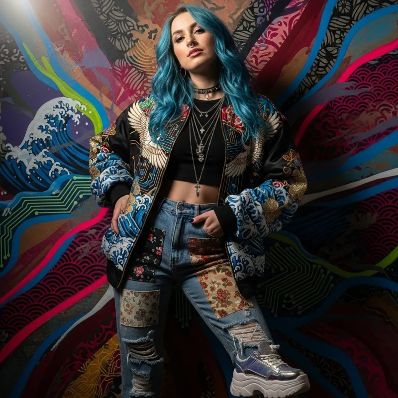 Modern Blue-Haired Girl | Aesthetic Fashion Pose Modern Blue-Haired Girl | Aesthetic Fashion Pose