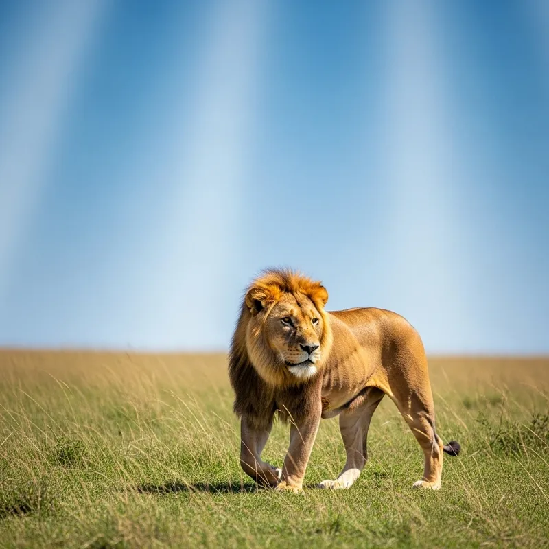 Majestic Lion in Grassy Savannah | Untamed Power in Nature