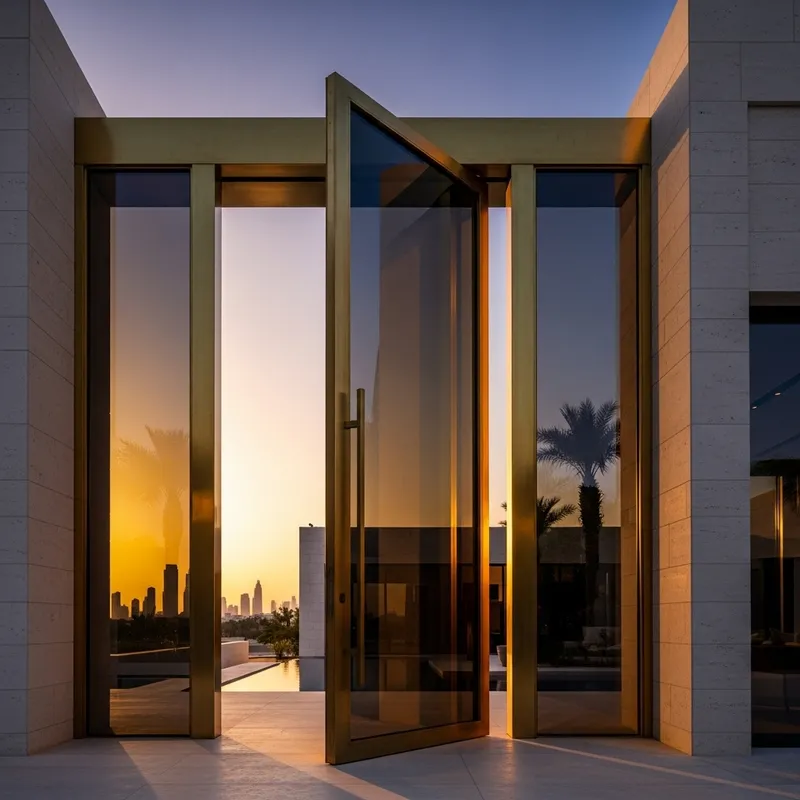 Vibrant Modern Minimalist Villa Pivot Door in Dubai