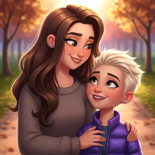Pixar-Style Lesbian Couple Illustration