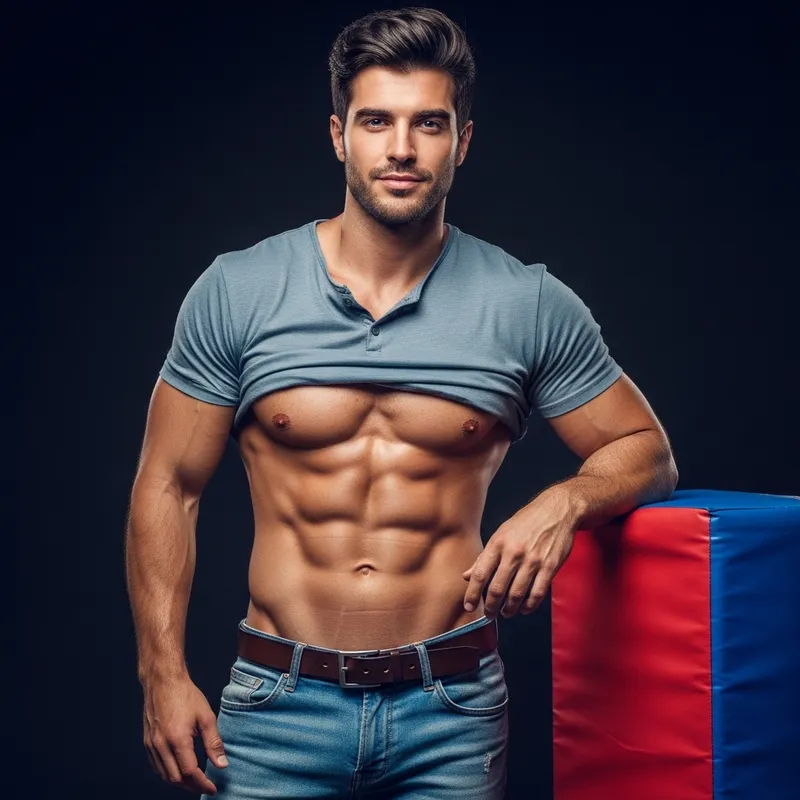 Toned American Man in Casual Attire