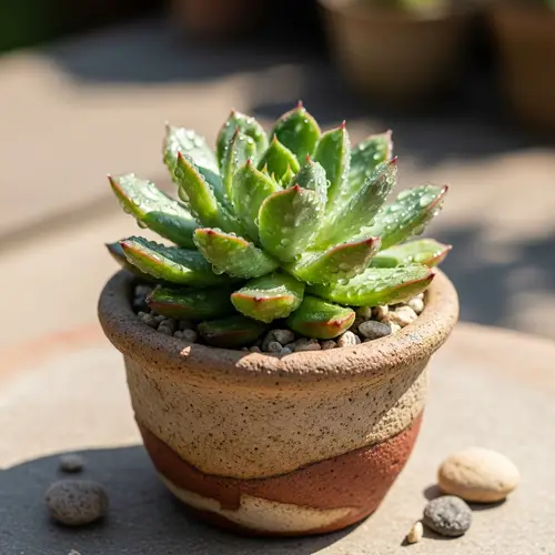 Vibrant Green Succulent Plant in Charming Clay Pot