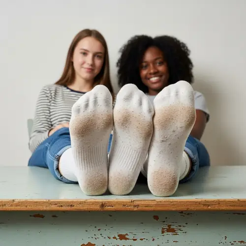 Teenage Girls Relaxing with Dirty Socks