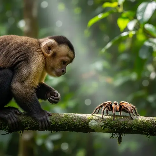 Mono Araña: Curious Monkey Meets Spider in Nature