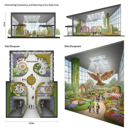 Floral Exhibition Hall with Dimensions 12.5m x 8m - Overcoming Coronavirus
