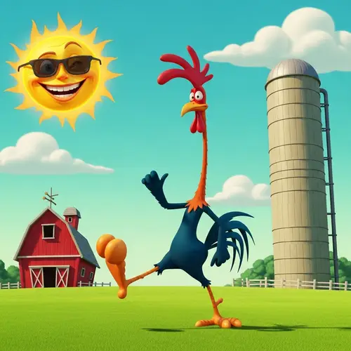 Humorous Exaggerated Rooster Animation Scene