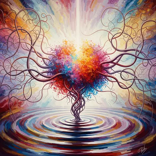 Abstract Oil Painting Illustrating Origination Concept