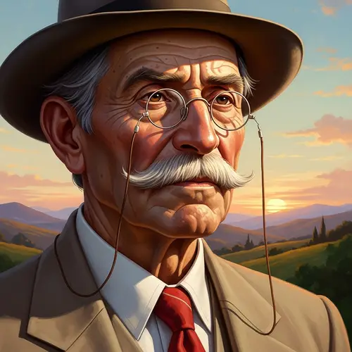 Detailed Portrait Artwork of Wise Hispanic Man in Late 19th Century Realism Style