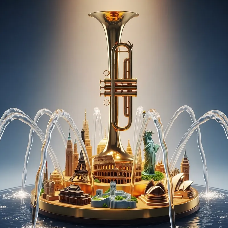 Unique Trophy Design: Trumpet, Nations & Streams