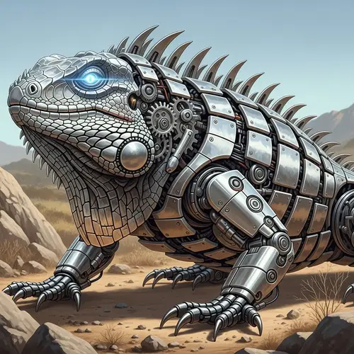 Mechanical and Electronic Iguana - Innovative Creature Design