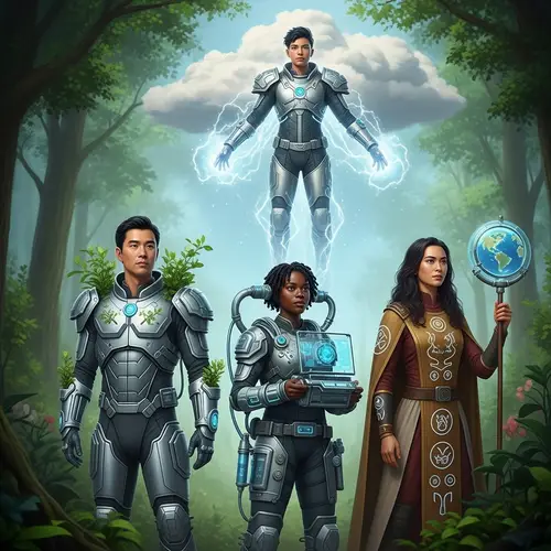 Futuristic Guardians of Mother Earth - Diverse Human-like Protectors