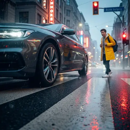 Car Infringes Pedestrian Crossing