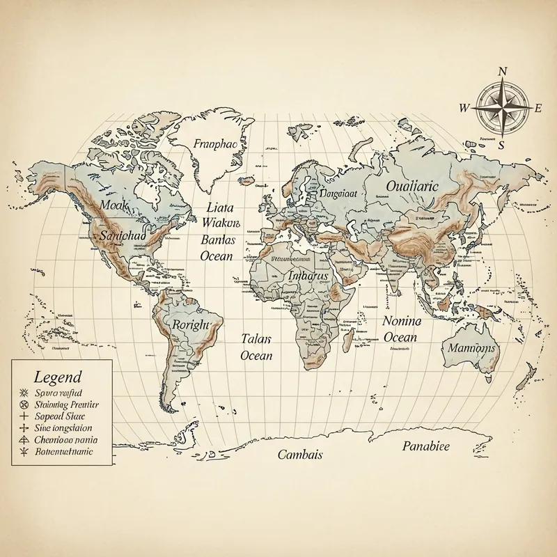 Antique Parchment World Map - Elegant Design