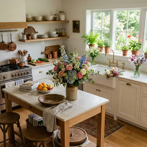 Stylish Kitchen Decor with Flowers