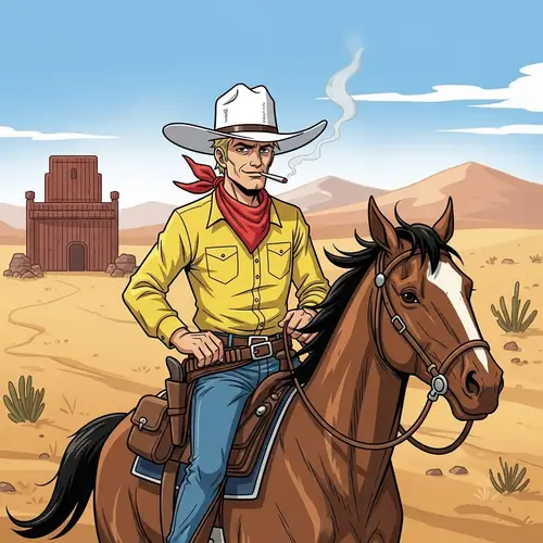 Fastest Cowboy Riding Horse in the Wild West Desert