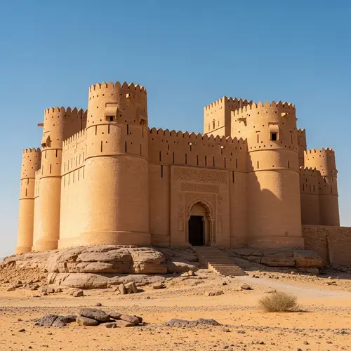Historical Arabic Fort on Elevation: Imposing Stone Walls