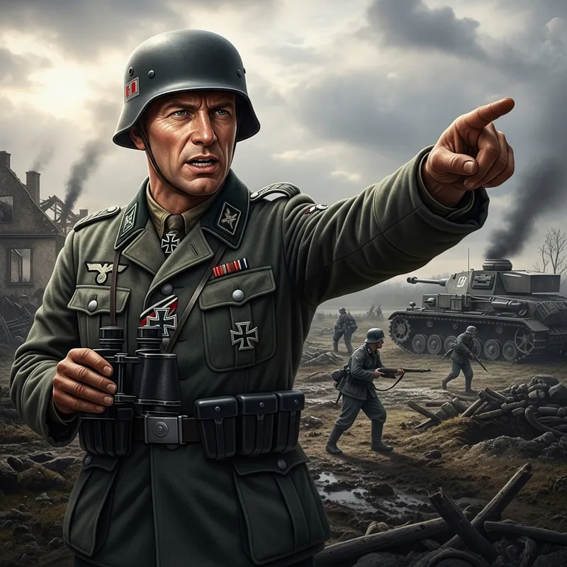 German SS Lieutenant | WWII Battlefield Photo