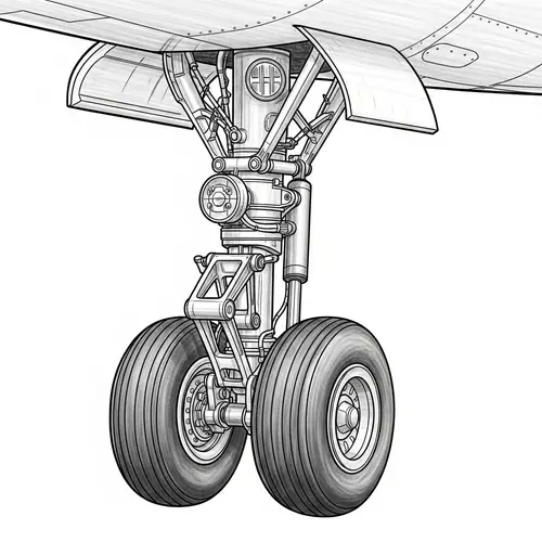 Hand-Drawn Aircraft Landing Gear Illustration