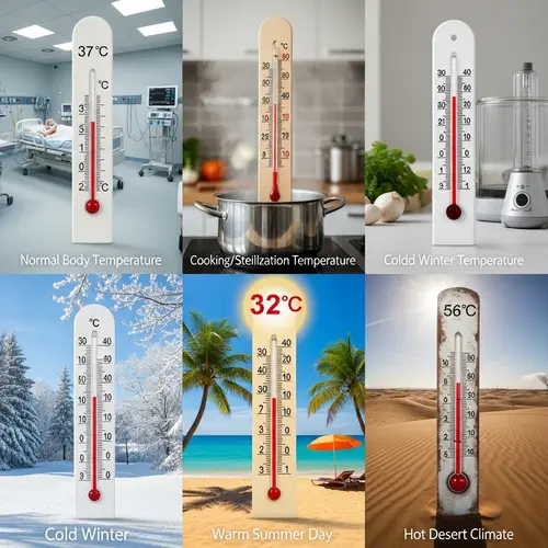 Illustrate Thermometers for Various Temperatures