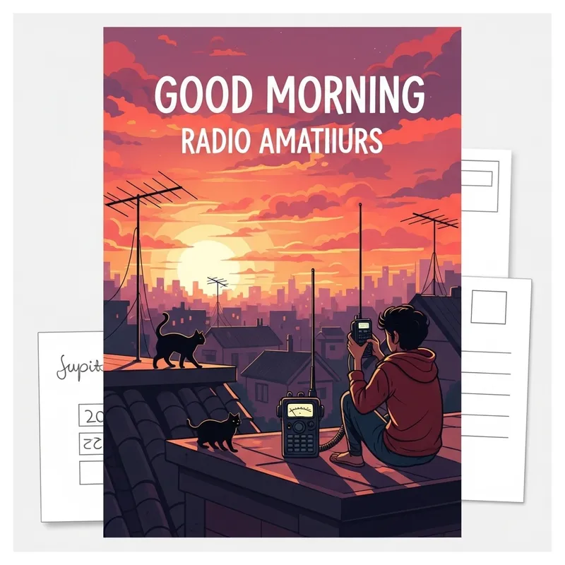 Free Radio Amateurs Postcard | City Sunrise Antennas Design Free Radio Amateurs Postcard | City Sunrise Antennas Design