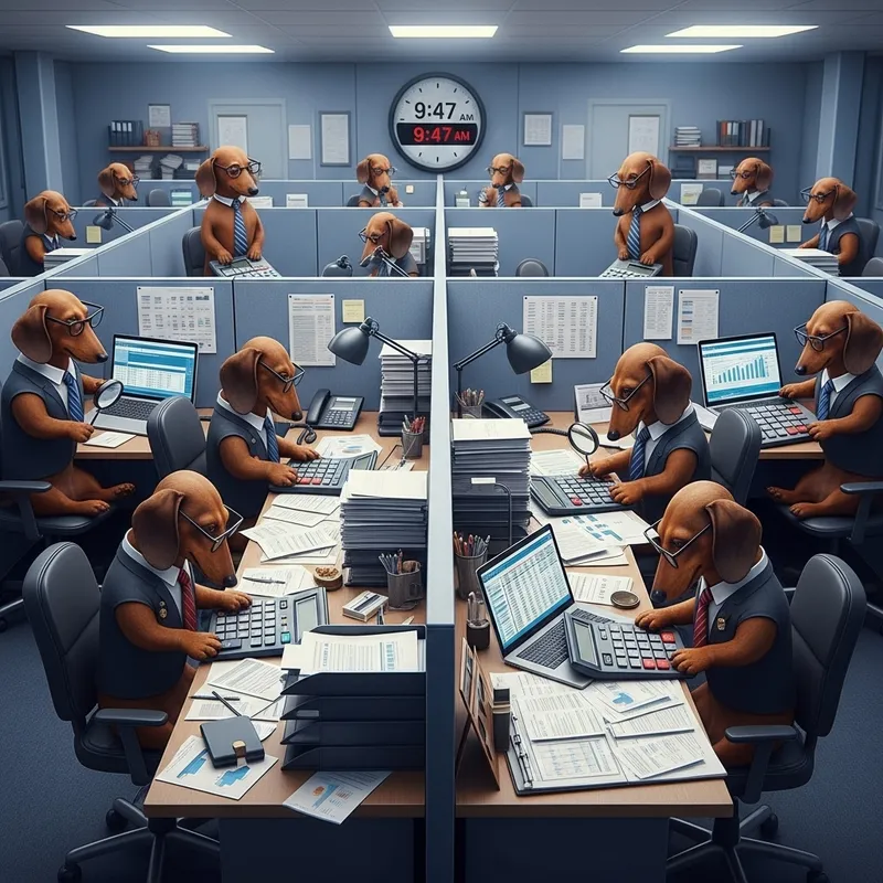 Accounting Office with Dachshund Team Members
