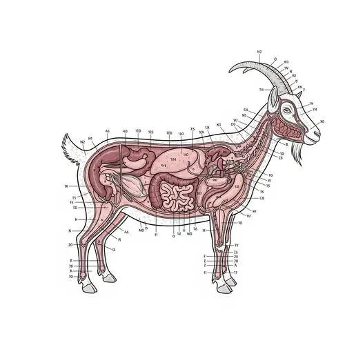 Detailed Goat Anatomy Illustration - Educational Diagram