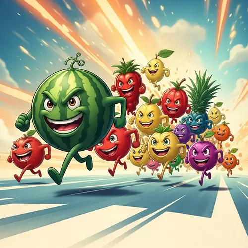 Vibrant Fruit Racing Scene | Fun & Energetic 2D Illustration