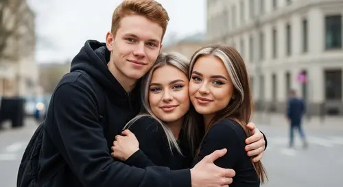 Real Life Group Hug: 20-Year-Old Estonian Boy and 22-Year-Old Girl