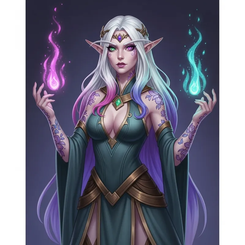 Enchanting Elven Figure with Floral Adornments | D&D Fantasy Art