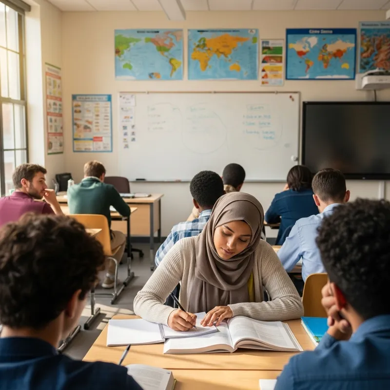 Beautiful Hijabi Student in Geography Class
