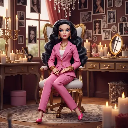 Realistic Caucasian Fashion Doll with Bright Blue Eyes and Long Black Hair