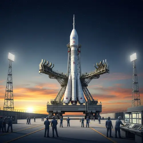 Grand Space Rocket Launch at Expansive Spaceport