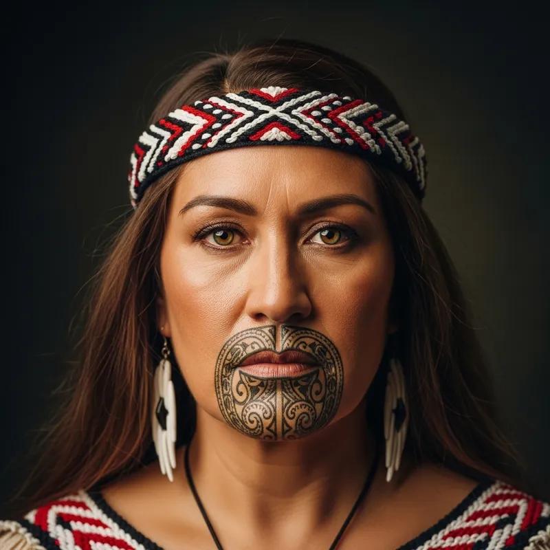 Maori Woman Portrait: Traditional Dress Heritage Painting