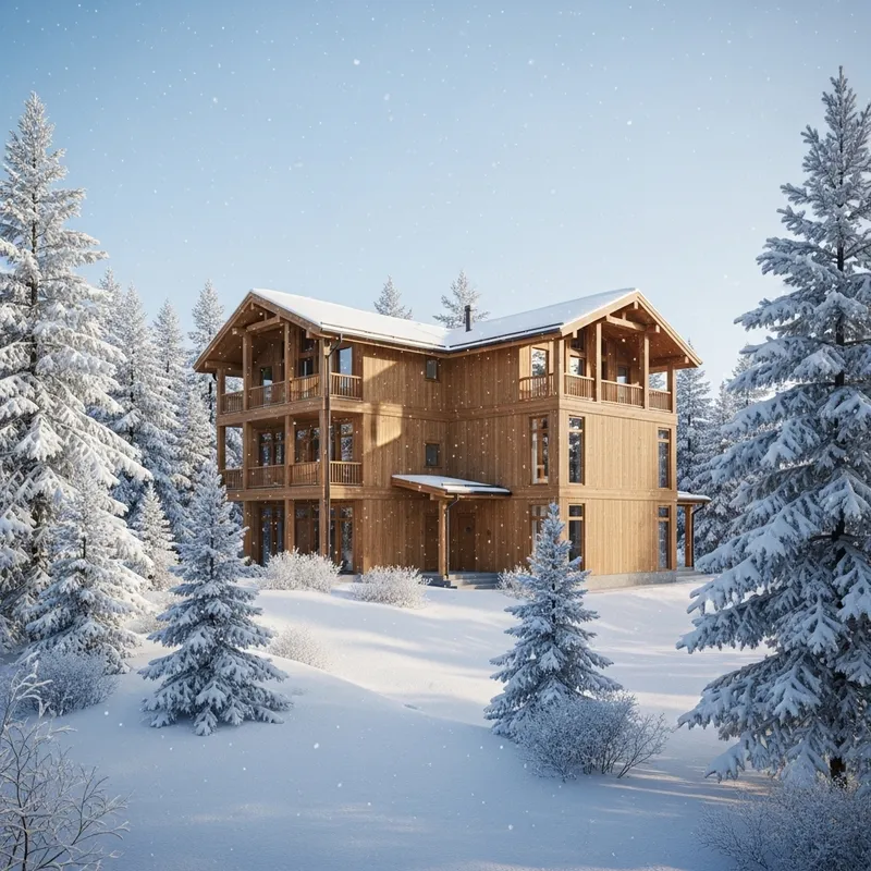 Scandinavian Style Three-Story House in Snowy Forest | Peaceful Winter Retreat Scandinavian Style Three-Story House in Snowy Forest | Peaceful Winter Retreat