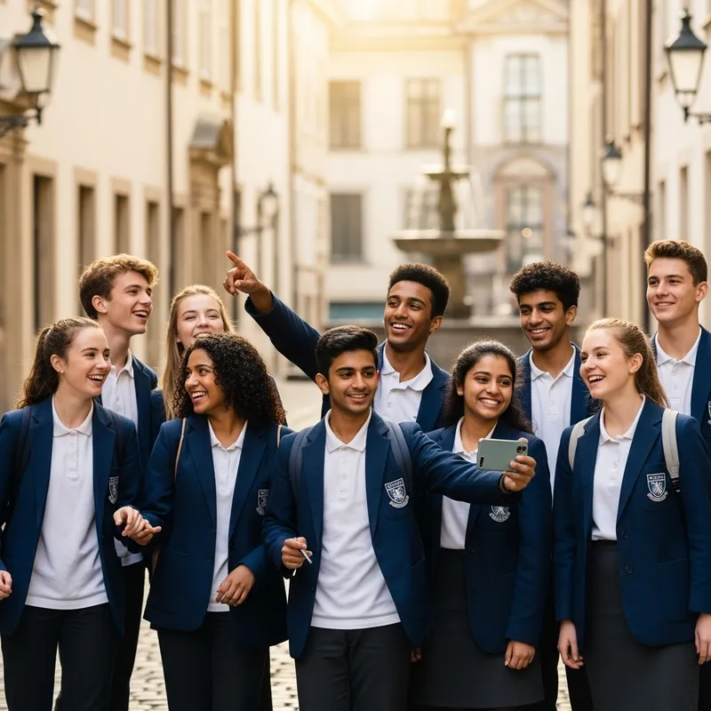 Beautiful Teenage Students Enjoy School Outing