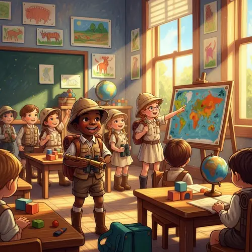 Explorers Kindergarten Class Illustration | Playful & Vibrant Art