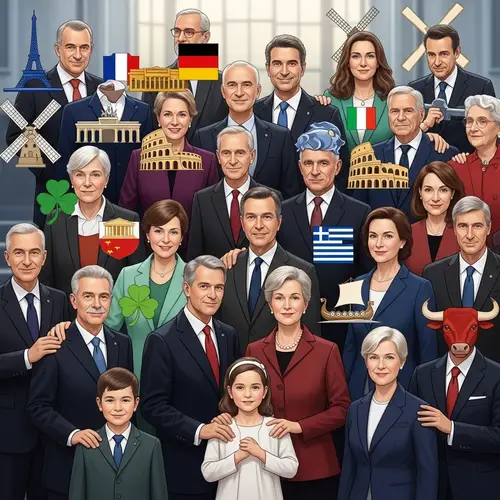European Public Figures United in Traditional Family Portrait