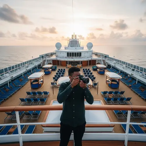 Diverse Male Creative Professional on Grand Cruise Vessel Deck