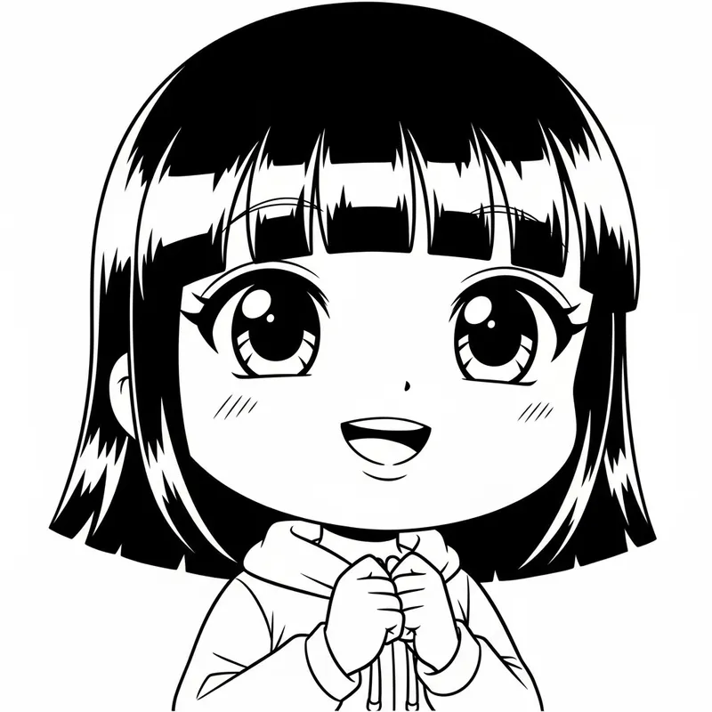 Charming Cute Black Girl Chibi Anime Illustration