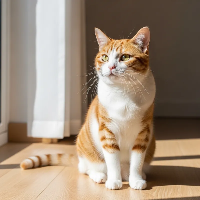 Charming Domestic Shorthair Cat in Sunlit Room