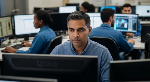 Busy Computer Room: Teamwork in Action