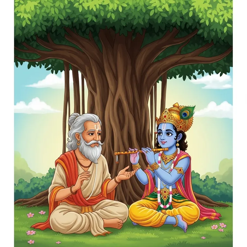 Sudama and Krishna: Childhood Friendship Illustration in Hindu Mythology