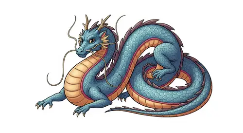 Whimsical Eastern Dragon in Dynamic Pose | Ghibli Style